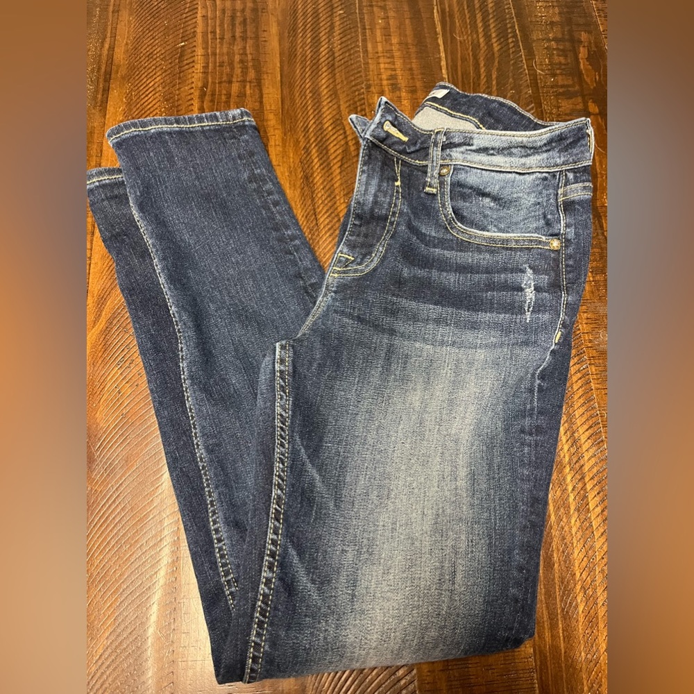 Vigoss Thompson Tomboy Fit Ankle Denim Jeans Low Waist Rise Distressed Dark Wash - Picture 13 of 13